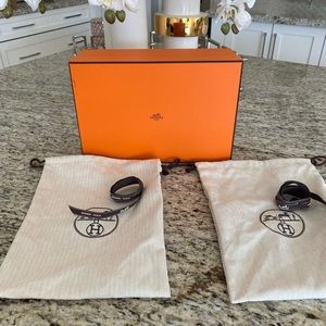 2 authentic Hermes dust bags and empty Hermes shoe box